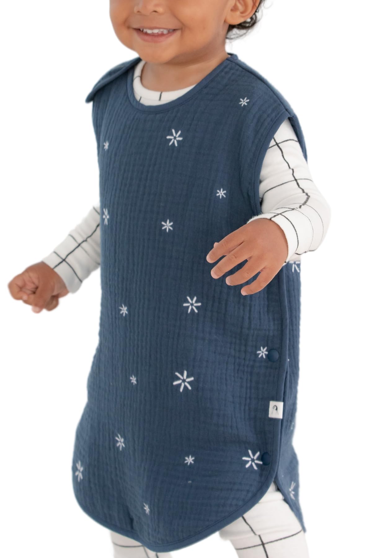 Konny Baby Sleep Sack - Wearable Blanket Sleeping Vest | 6-Layer Cotton Gauze Newborn Essentials Cloths | TOG 1.0 | 6 Months - 5T | (Navy Sparkle, Medium)