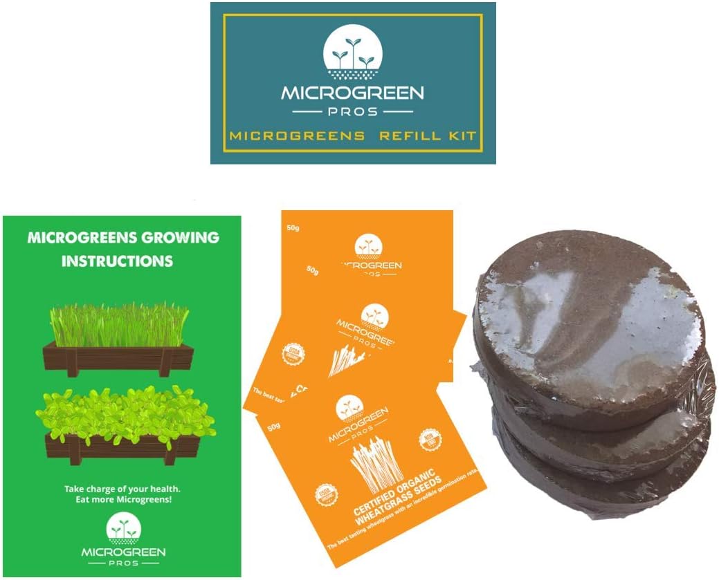 Amazon Com Organic Wheatgrass 3 Pack Refill Pre Measured Soil Seed Use With Microgreenpros Beautiful Wooden Microgreen Trays Measuring 16 Inch X 8 Inch Easy And Convenient Enough To Sprout 3 Crops Garden
