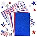 502 Pcs 4 Sizes Assorted Patriotic Stickers Patriotic Star Stickers USA Flag Heart Star Foam Stickers in Red Blue Silver White Grey Self Adhesive 1