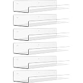 upsimples 15" x 4" Acrylic Shelves for Wall Storage and Organizer, 6 Pcs | Versatile Clear Floating Bedroom Shelves for Figures &amp; Collectibles, Kids Bookshelf, Invisible for Displaying, Room D&eacute;cor