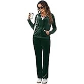 Marvmys Velour Tracksuit Womens 2 Piece Outfits Velvet Sweatsuit Jogging Suit Full Zip Up Hoodie and Sweatpants Set