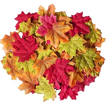 Bassion 1000 Pcs Assorted Mixed Fall Colored Artificial Maple Leaves for Weddings, Events and Decorating