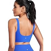HeyNuts Womens U Back Sports Bra, Scoop Neck Low Impact Workout Yoga Tops Padded with Built in Bras A-D Cups