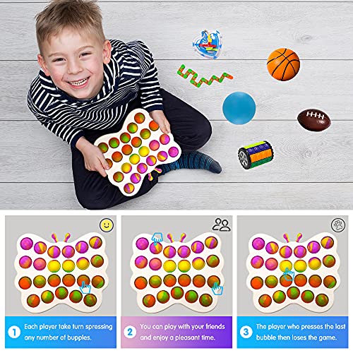 Sensory Toys Set, 34pcs Relieves Stress and Anxiety Fidget Toy for Children Adults, Hand Toys, Soybean Squeeze, Flippy Chain, Sensory Rings, Marble and Mesh, Party Toys, Toy with Storage Box
