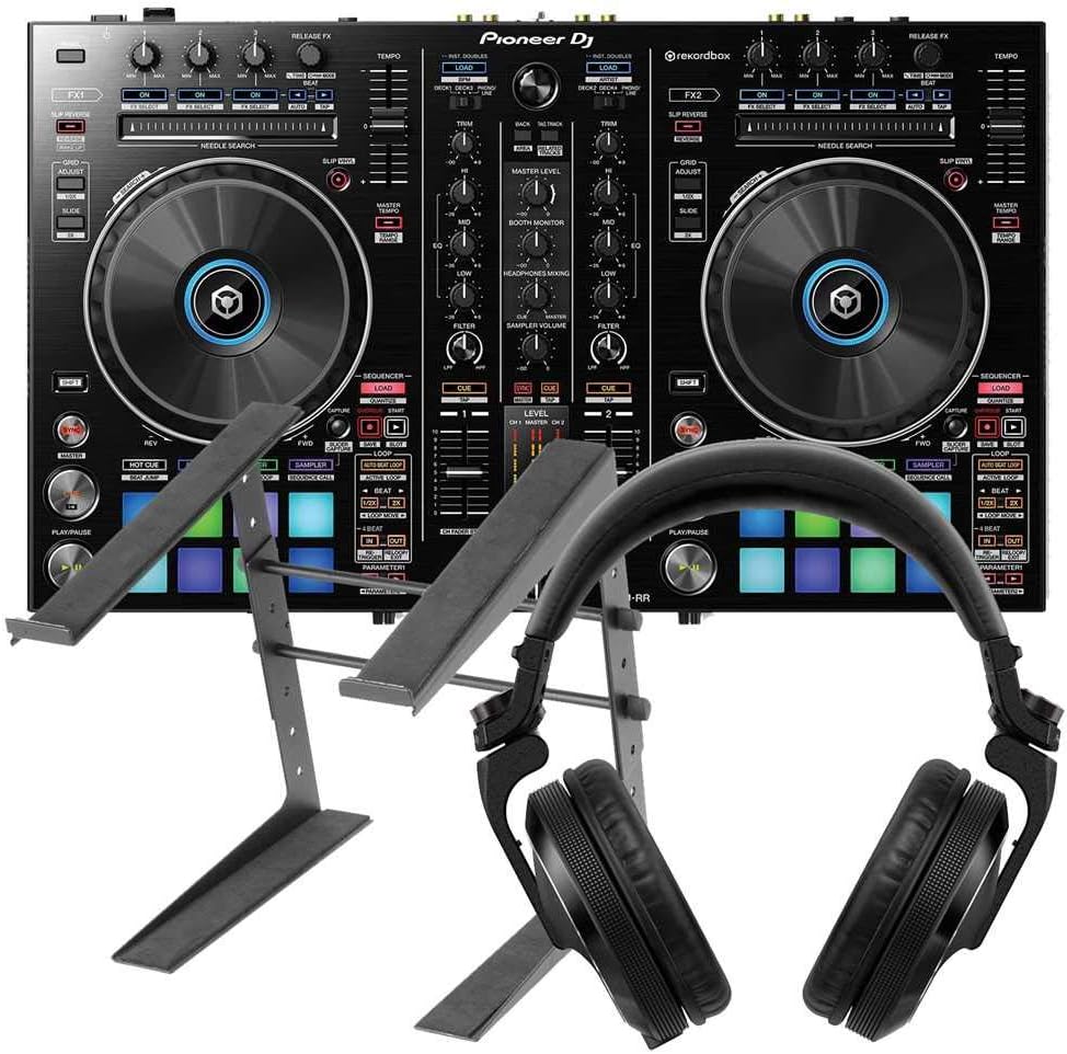 Pioneer DDJ-RR DJ Controller & HDJ-X7-K Headphones w/ Laptop Stand