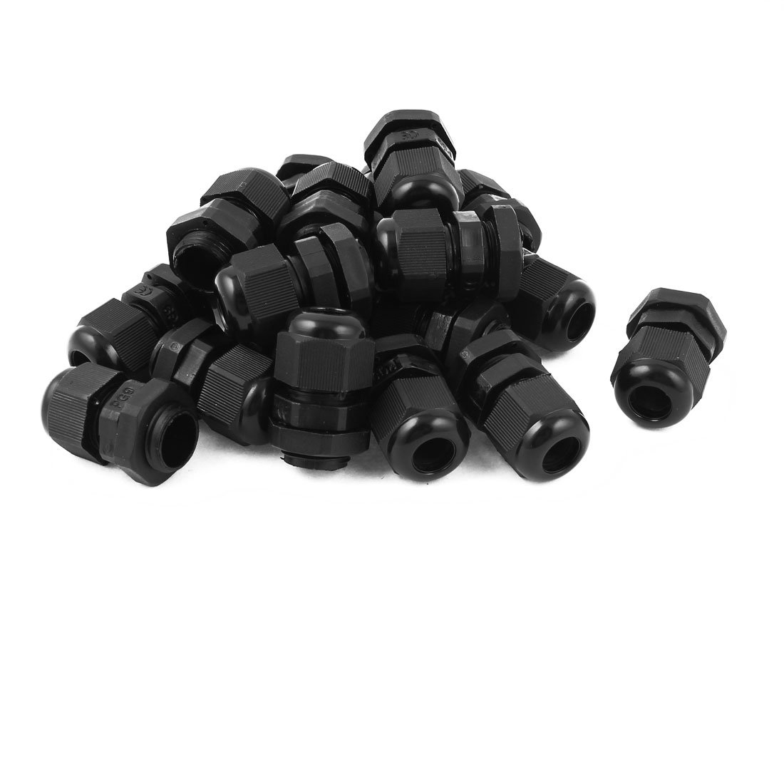 Sourcingmap 20 Pcs Black Plastic Cable Glands PG9 PG 9 Cord Grip Connectors