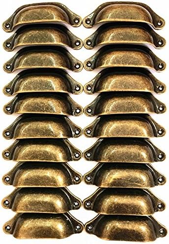 20PCS Antique Red Copper Metal Drawer Knobs Pulls Handles - Vintage Kitchen Cabinets Furniture Wardrobe Medicine Pull Handle (Antique Bronze)