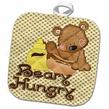3dRose Dooni Designs Cute Bears - Cute Thirsty Bear With Soda Pop Cola - 8x8 Potholder (phl_104483_1)