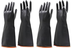 Jewboer 18" Latex Chemical Resistant Gloves,Heavy Duty Industrial Rubber Gloves,2 Pairs
