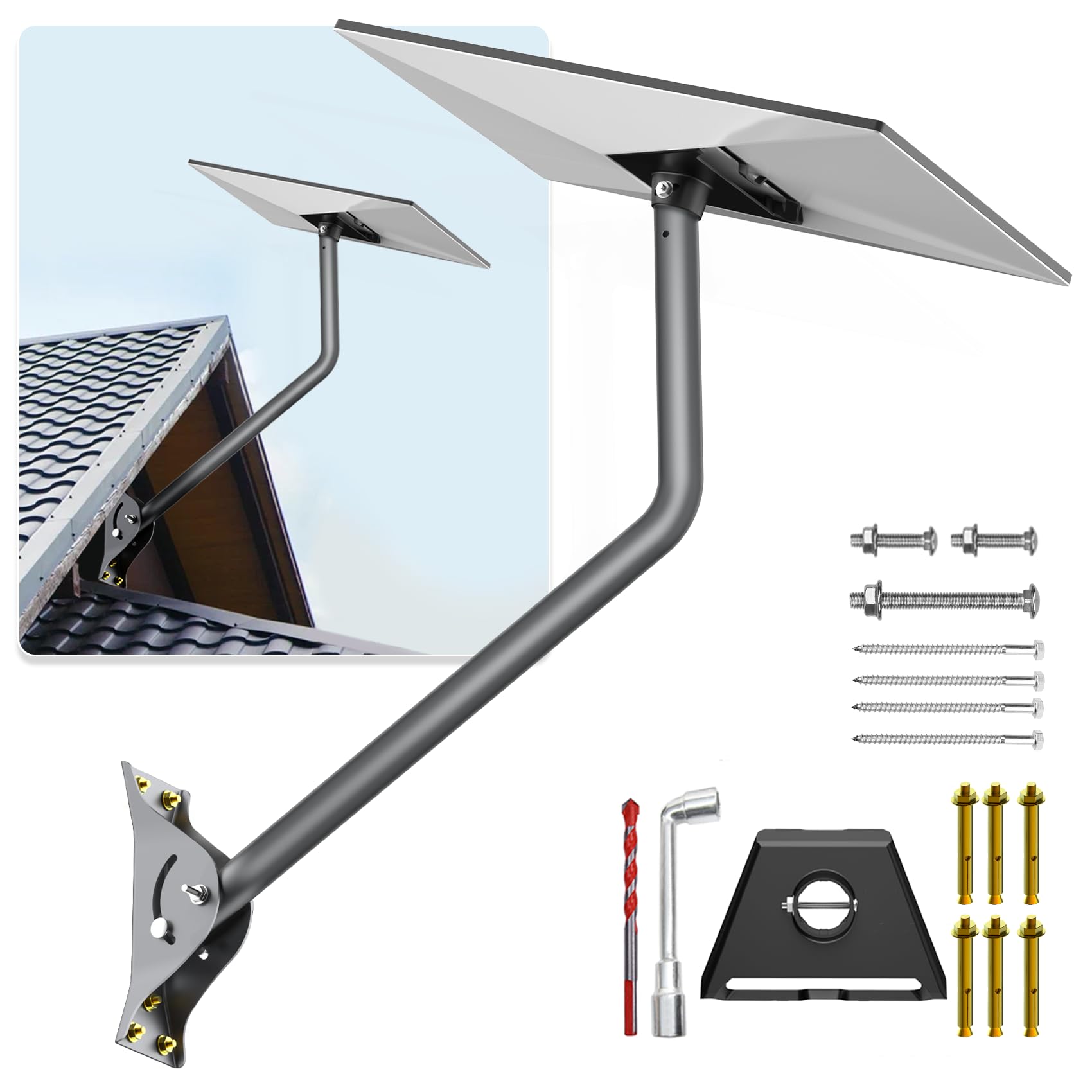 Gen 3 Mount for Starlink, 25 Inch Wall /Roof Mount Compatible with Starlink Standard 4/4X/V3, Adjustable Mounting Kit 【Include Aluminium Pipe Adapter】