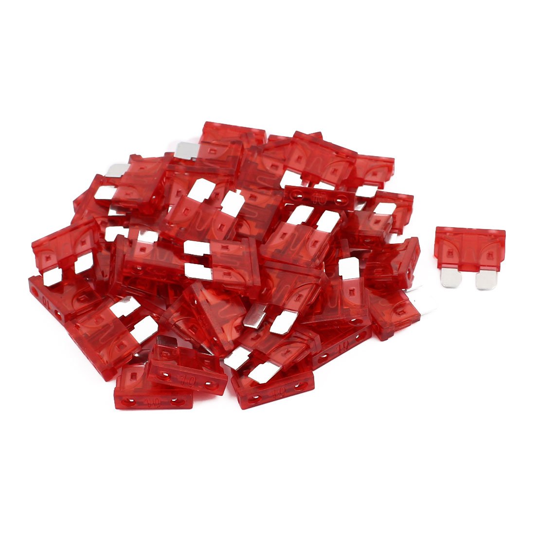 Sourcingmap 50pcs 10A Fuse Truck SUV Fuses Miniature Blade Fuse Red