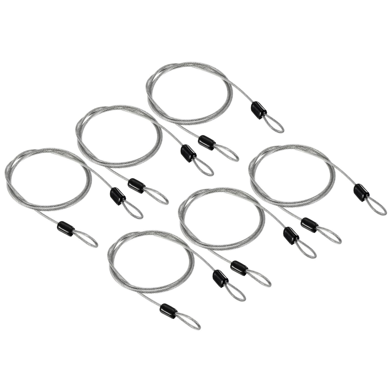 PATIKIL Security Cable 2.5mm x 1m/3.3ft, 6 Pack Coated Luggage Lock Wire Rope with Double Loop, Clear
