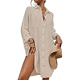 Bsubseach Womens Modern Swimsuit Cover Up Blouse Button Down Shirt Dresses Tops