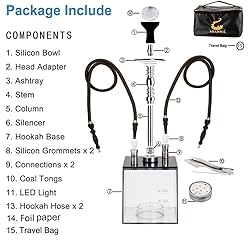 2 Hose Hookah Set With Travel Case Clean