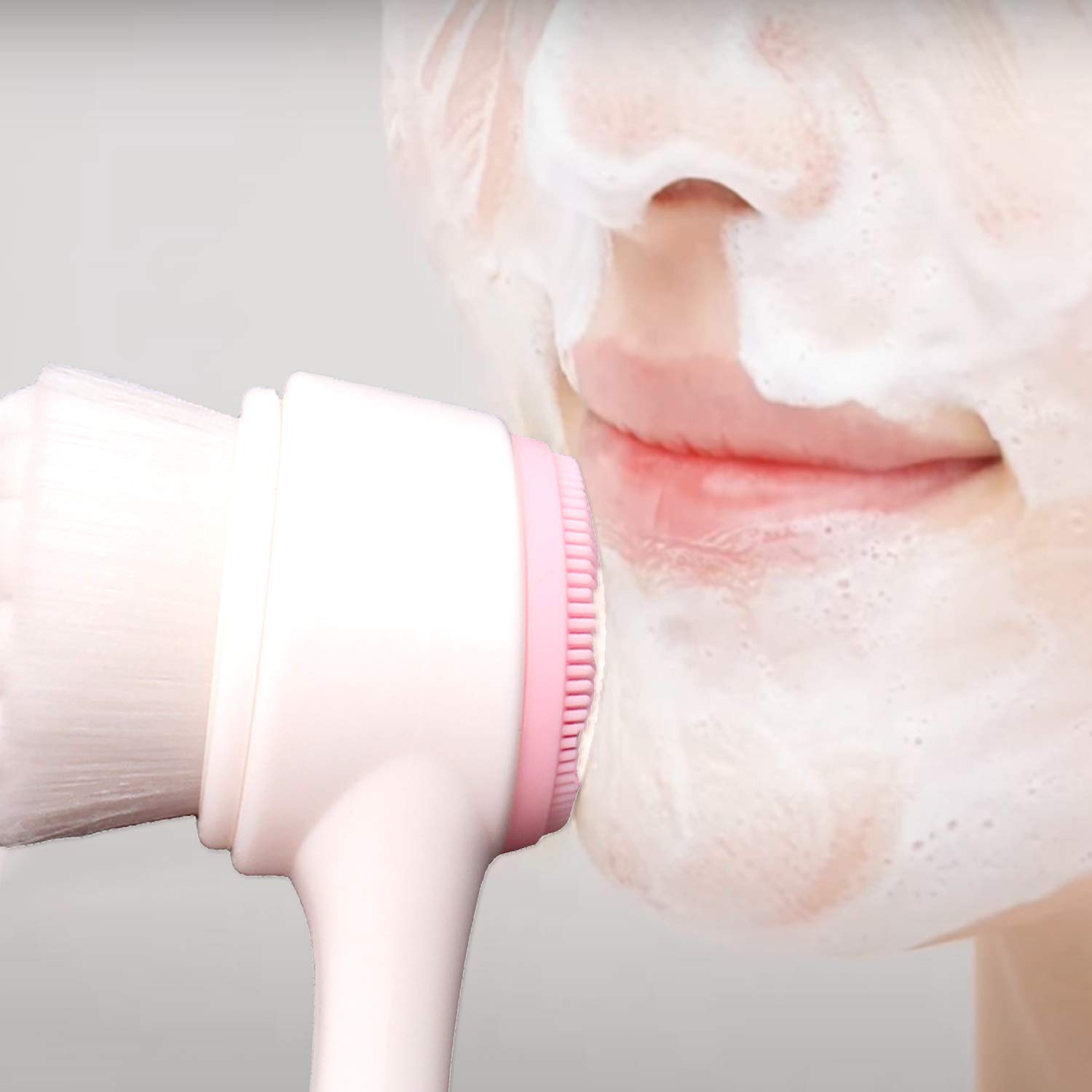 Manual Facial Cleansing Brush, YUSONG Exfaliating Facial Scrub Brush, Non-Electric Double sided Exfoliating Brush, Silicone Pad & Nylon Bristles, Dual Cleansing Brush for Cosmetic Removal (White): Beauty