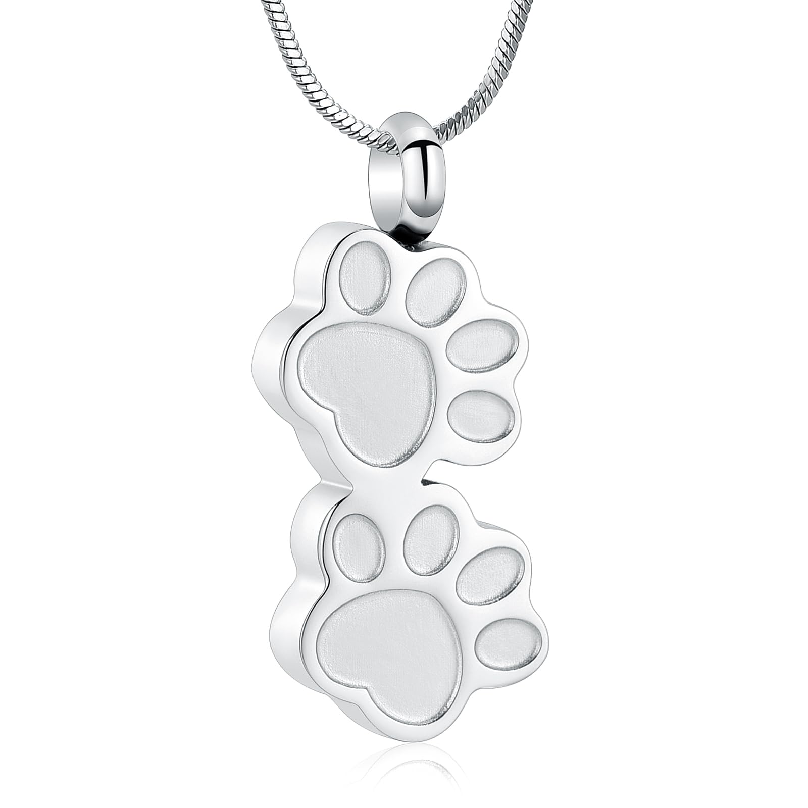 Pet Cremation Jewelry for Ashes Dog Memorial Locket Cremation Keepsake Urn Necklace for Pet Dog Cats (Silver)