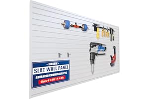 EIRUAW Slat wall paneling garage wall organizer:slatwall panel for garage wall storage systems,PVC slate wall panels,sturdy wall mounted wall slats (White, 4FT×8FT)
