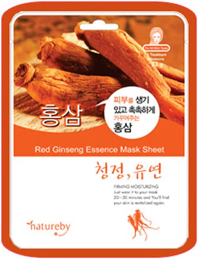 Natureby Korea Essence Moisturizing Full Face Facial Mask Sheet Selection - 10 Sheet (Ginseng)