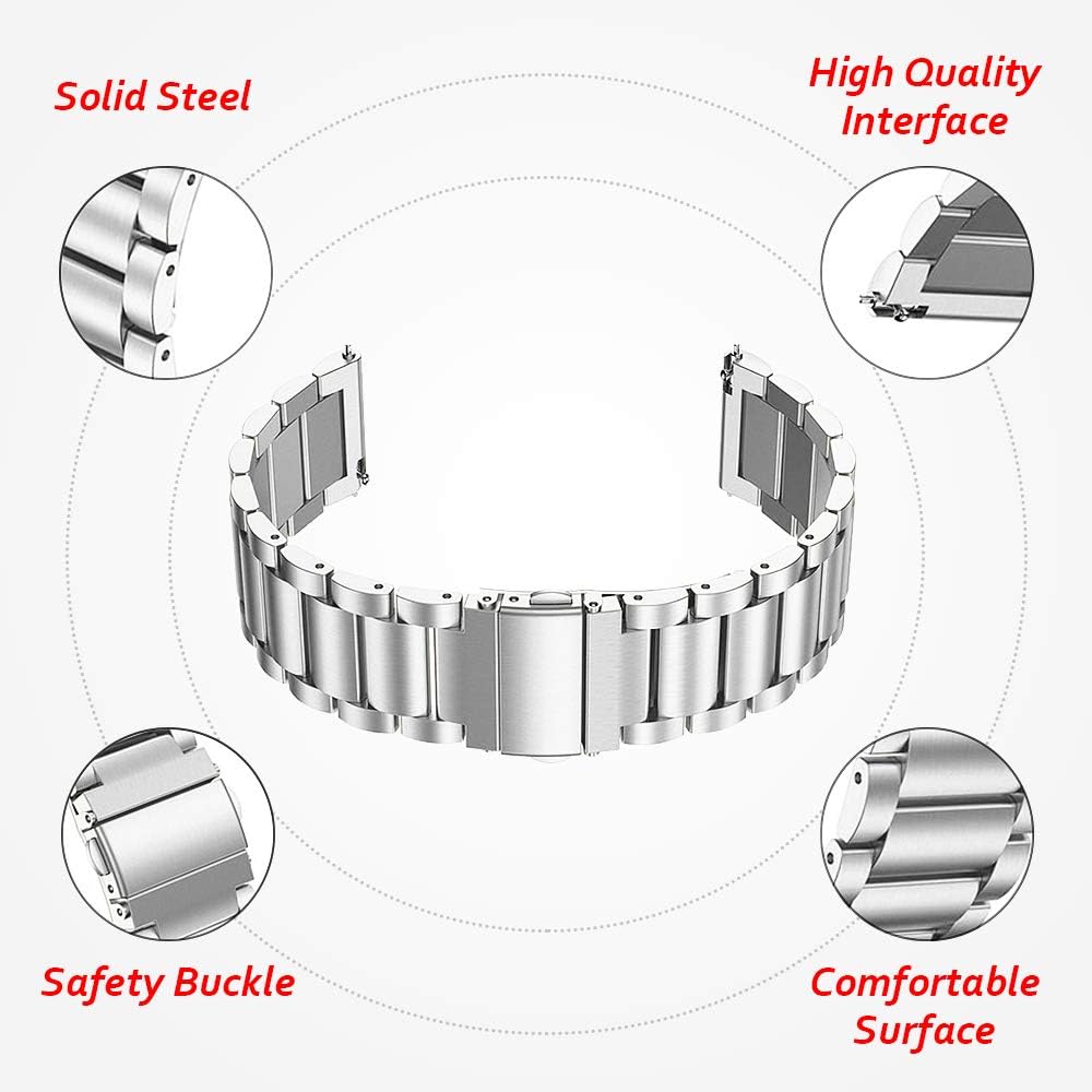 Diruite for Samsung Galaxy Watch 3 45mm Strap,22mm Plating Solid Stainless Steel Bracelet Adjustable Straps Replacement Wrist for Samsung Galaxy Watch 3 Bands - Image 5