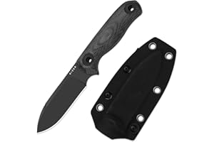 Kizer Drop Bear Fix 3 Fixed Blade Knife, 3.8" 1095 Blade EDC Camping Knife with Black Micarta Handle, Small Hunting Knives with Sheath, Outdoor Survival Knives with Pocket Clip and Lanyard, 1101A3