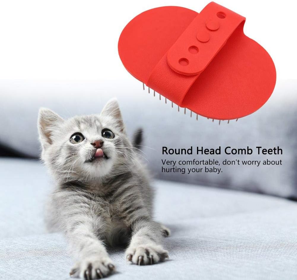 Dog Grooming Brush Cat Brush for Long & Short Hair - Silicone Massage Bath Cleaning Comb with Round Head Teeth (Red) - Image 5