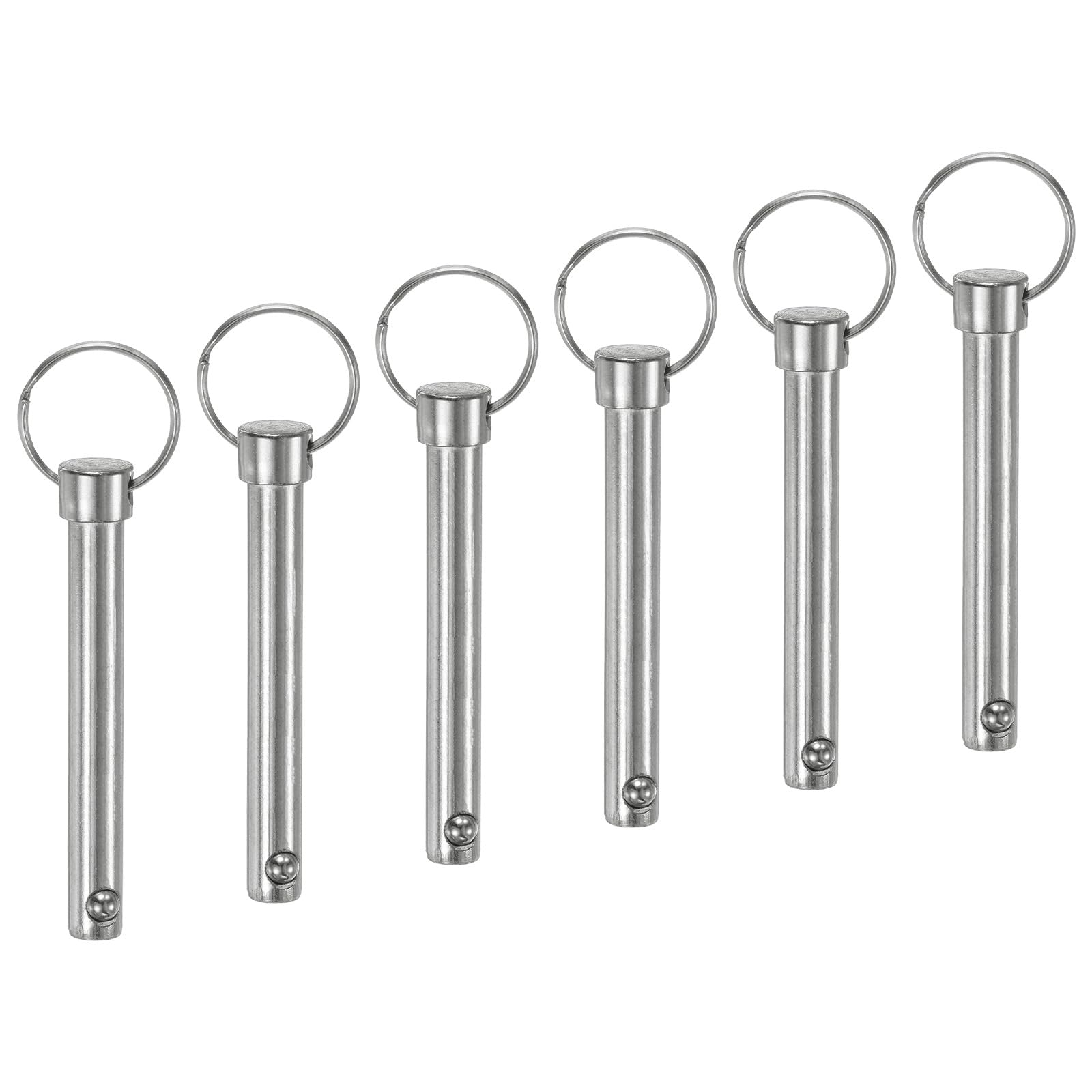 M METERXITY 6-Pack Quick Release Pins, 3/8" [10mm] Diameter, 2.83" [72mm] Usage Length Bimini Top Pin for Shipbuilding/Boat/Trailer, 3.15" [80mm] Total Length Carbon Steel Hardware Pins