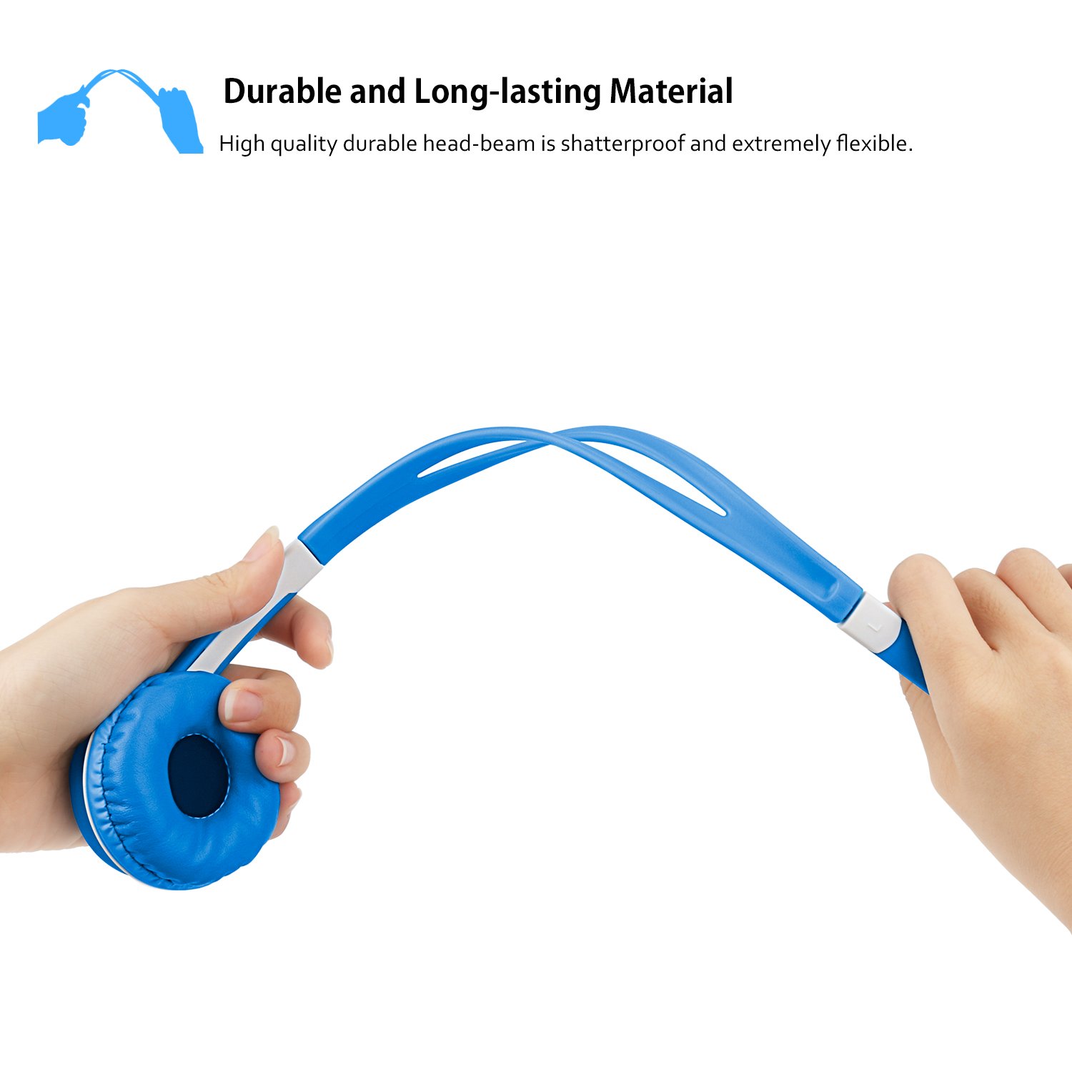 Kids Headphones - Comfortable and Adjustable Wired Over Ear Headset with Volume Limiting - Toddlers Headphones for Boys and Girls (Blue)