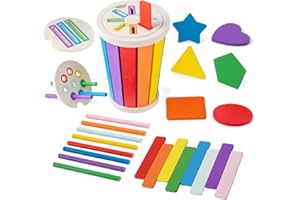 Montessori Toys, 3 in1 Wooden Learning Color Sorting Toys for Toddlers,Wooden Educational Toy, Fine Motor Developmental Senso