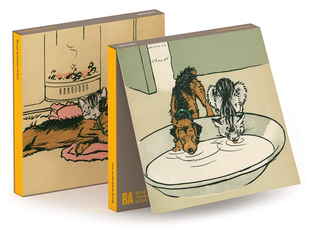 Royal Academy Cecil Aldin Dog & Cat Set of 6 Art Greeting Cards (15 x 15 cm)