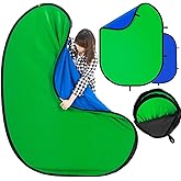 Blue Green Screen Backdrop Double Sided Collapsible Greenscreen Backdrop with Carrying Bag,Portable Pop Up Green Screen Background for Streaming Webcam 39.4 * 59.1"