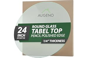 Augeno 24 inch Round 1/4" Thick Pencil Polished Edge Glass Table Top - Tempered, Scratch Resistant & Safety Replacement Glass Designed for Dining, Coffee, Patio & End Tables