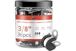 AKIHISA 36Pcs 3/8 Inch Cable Clamps, 304 Stainless Steel Conduit Clamps, for Cable, Pipe, Hose, Fuel Line, Metal Wire Cord Installation