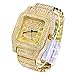 Mens Hip Hop Luxury Iced Out Techno Pave Watch Gold Tone Heavy Bezel Case Band Simulated Diamond 7967 G