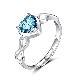 Shysnow Aquamarine Birthstone March Ring for Women
