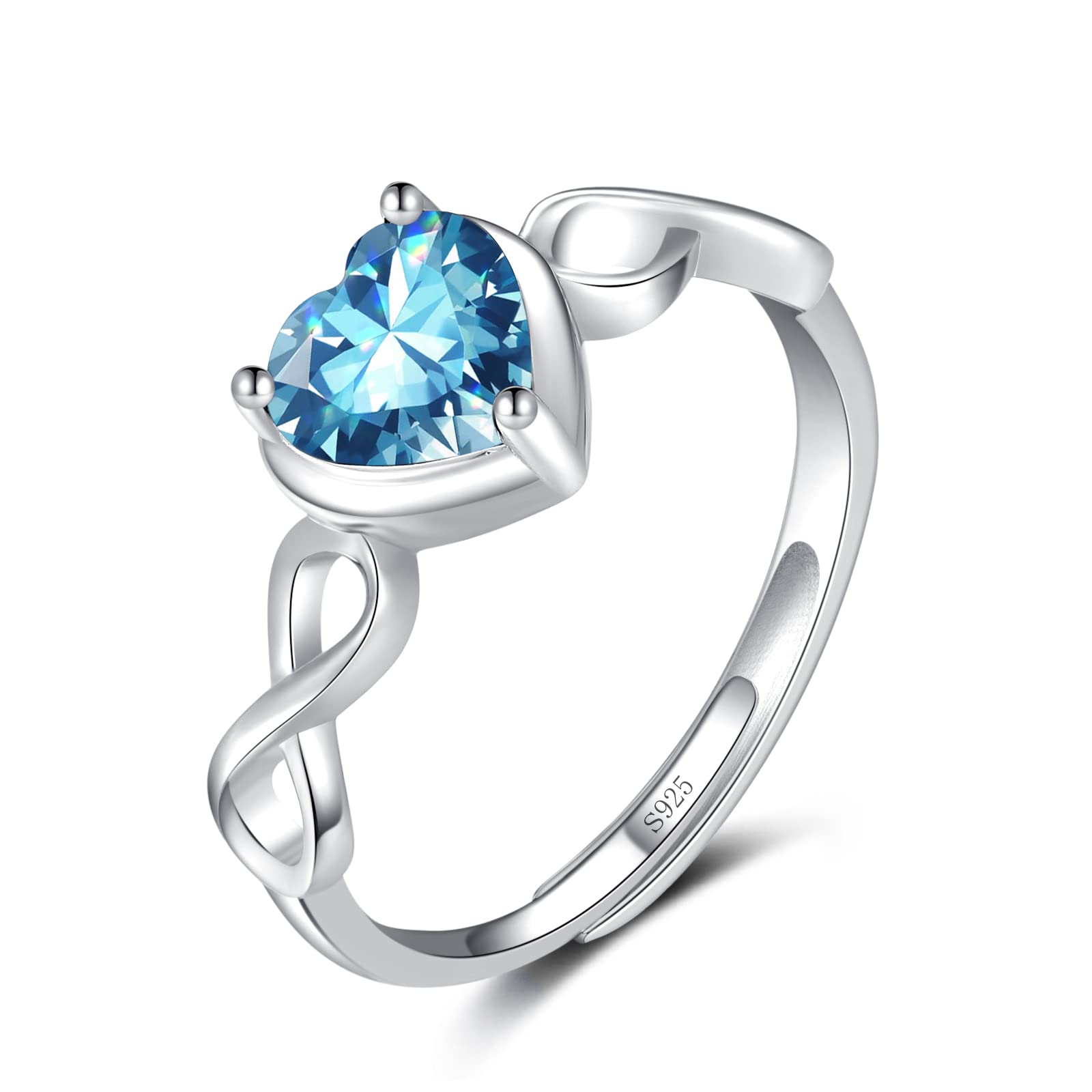 Shysnow Aquamarine Birthstone March Ring for Women