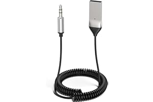 Vanjua Aux to Bluetooth 5.3 Adapter for Car, USB 2.0 to 3.5mm Aux Audio Bluetooth Receiver Compatible with Car Speaker/Home Audio/Hands-Free Calling/Music Streaming, Plug-and-Play (Black)