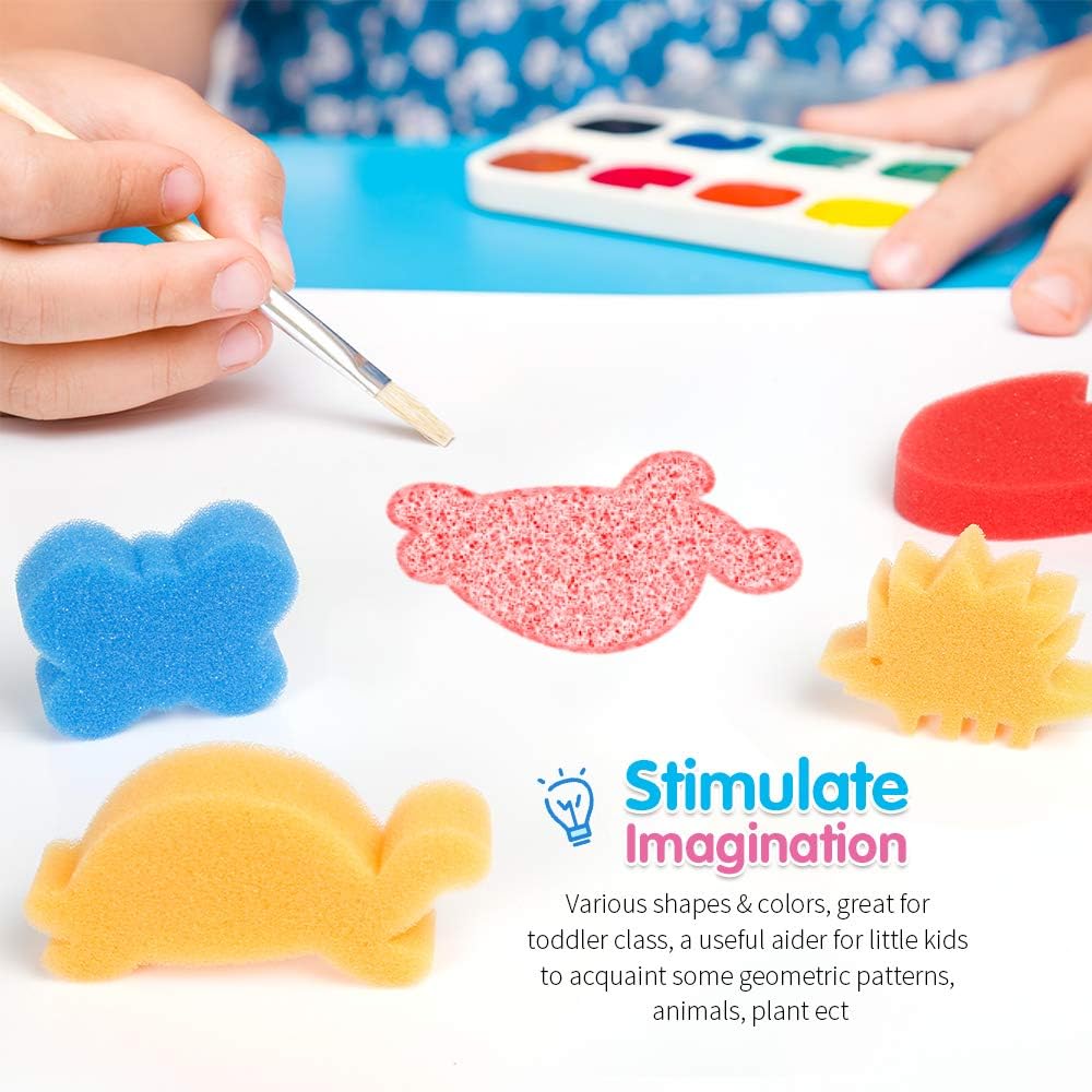 LEOBRO 30pcs Sponge Painting Shapes Painting Craft Sponge for Toddlers Assorted Pattern Early Learning Sponge for Kids Shipping by FBA: Toys & Games