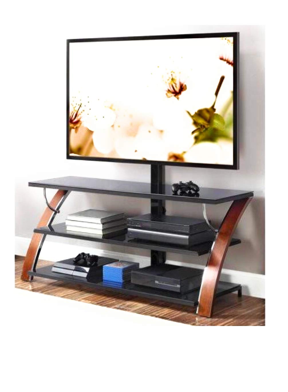 Whalen Payton Brown Cherry 3-in-1 Flat Panel TV Stand for TVs up to 65 inches