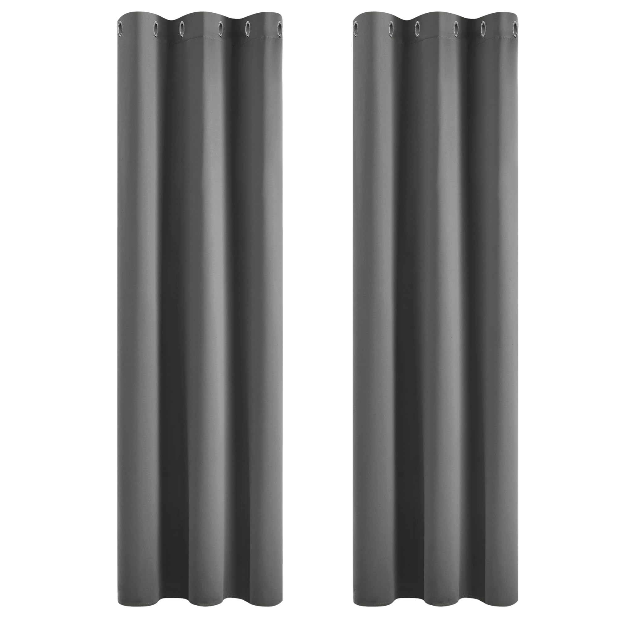 Deconovo Window Treatments Eyelet Blackout Curtains 72 Inch Drop Thermal Insulated Curtains Ring Top Curtains for Living Room Light Grey 42 x 72 Inch 2 Panels