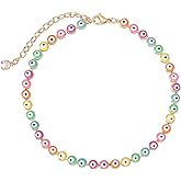 Gold Bracelets for Women 14K Gold Plated Evil Eye Lucky Bracelets Dainty Multicolored Beaded Bracelet Evil Eye Jewelry for Women