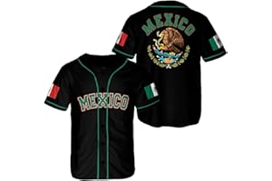 NOGCHNA Mexico Baseball Jersey, Jersey De Mexico Eagle Flag Baseball Jersey for Men,Women S_5XL