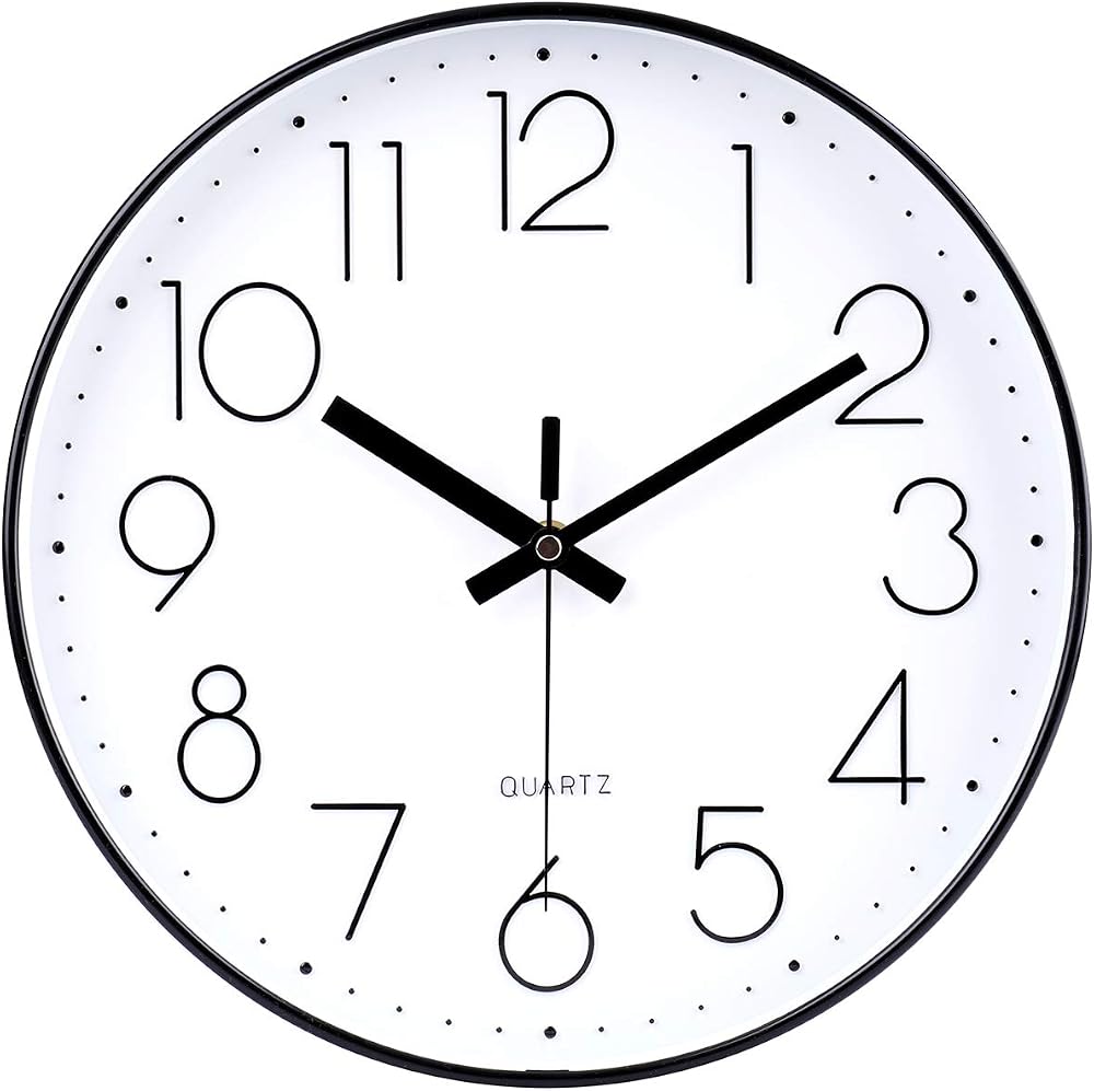 jomparis 12 inch Modern Wall Clock Silent Battery Operated Quartz Black