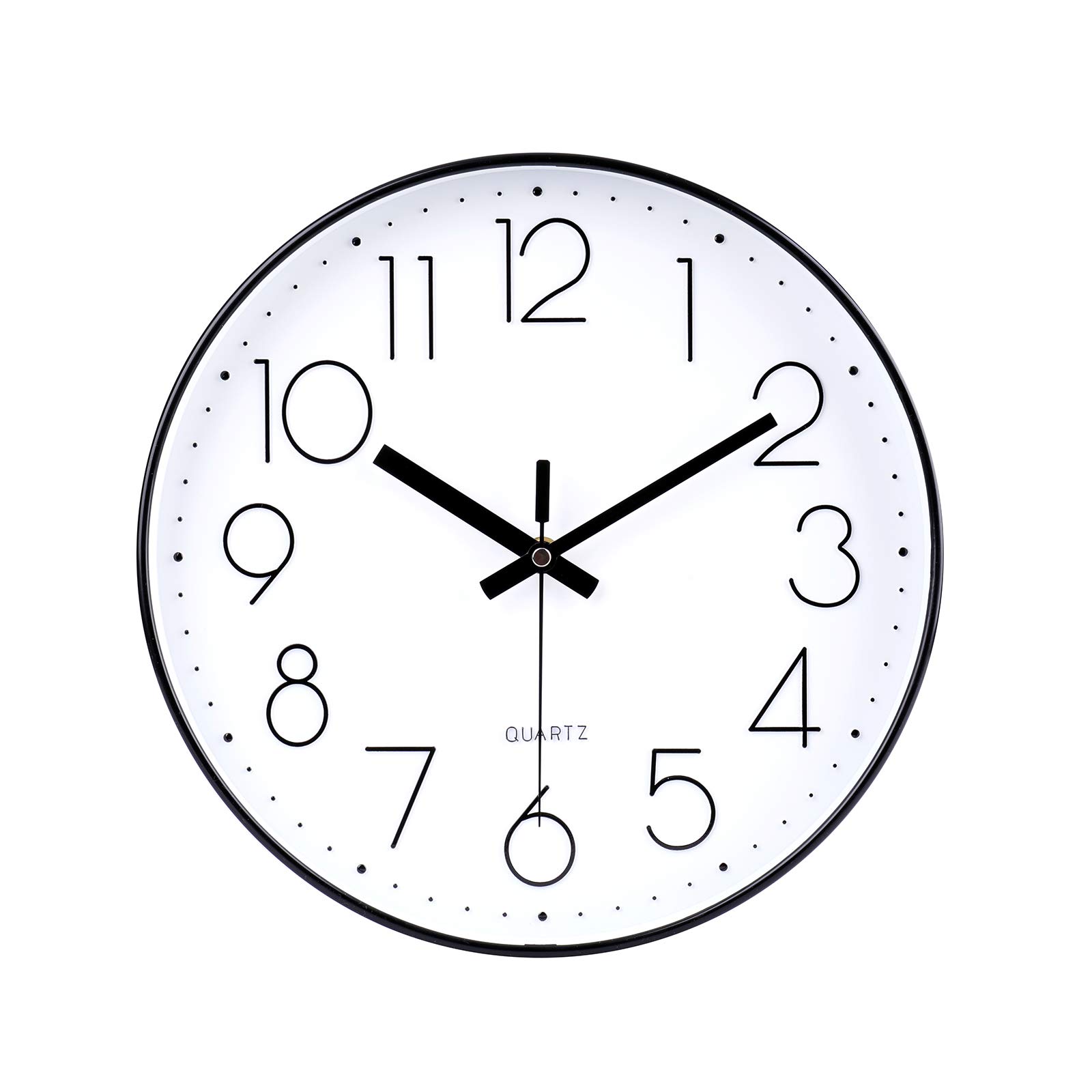 Photo 1 of jomparis 12 Inch Modern Wall Clock Silent Non Ticking Battery Operated Quartz Decorative Round Wall Clock for Office Classroom School (Black)
