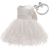 AIMJCHLD 0-6 Years Toddler Baby Girls Pageant Lace Embroidery Dresses Formal Dress with Headwear
