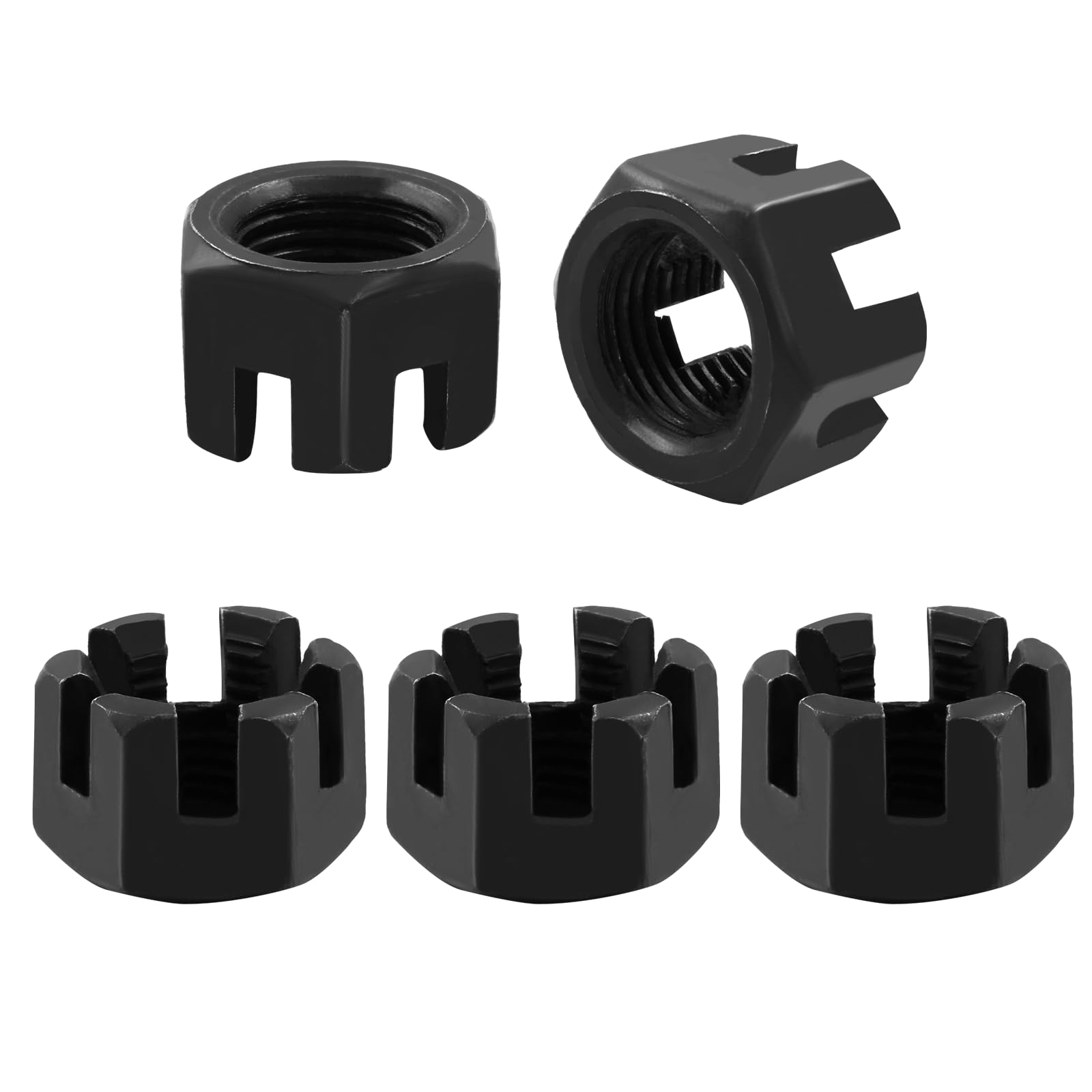 Photo 1 of Zorveiio 5Pcs M16 x 1.5mm Pitch Hex Slotted Castle Nut,Grade 4.8 Carbon Steel Hexagon Castle Nuts for Wheel Bearings,Mechanical Equipment,Black