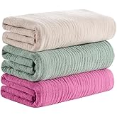 CottCare Baby Muslin Swaddle Blanket for Boys and Girls,31” x 35”,3-Pack Breathable and Skin-Friendly,Wrap Soft Silky Cotton Muslin Swaddle Blankets (Rose Pink)
