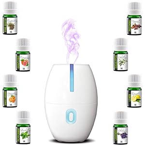 Simply Diffusers USB Aromatherapy Diffuser Ultimate Bundle Gift Set with 8 x 100% Pure Essential Oils. Lavender, Peppermint, Lemon, Orange, Eucalyptus, Grapefruit, Pine, Patchouli (White)
