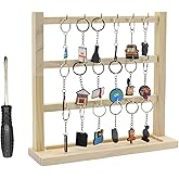 Wood Keychain Display Stand For Vendors And Home: Square Wooden Keychain Display Stand With 18 Hooks For Showcasing Keys Jewelry And Accessories Etc (18 sturdy hooks)