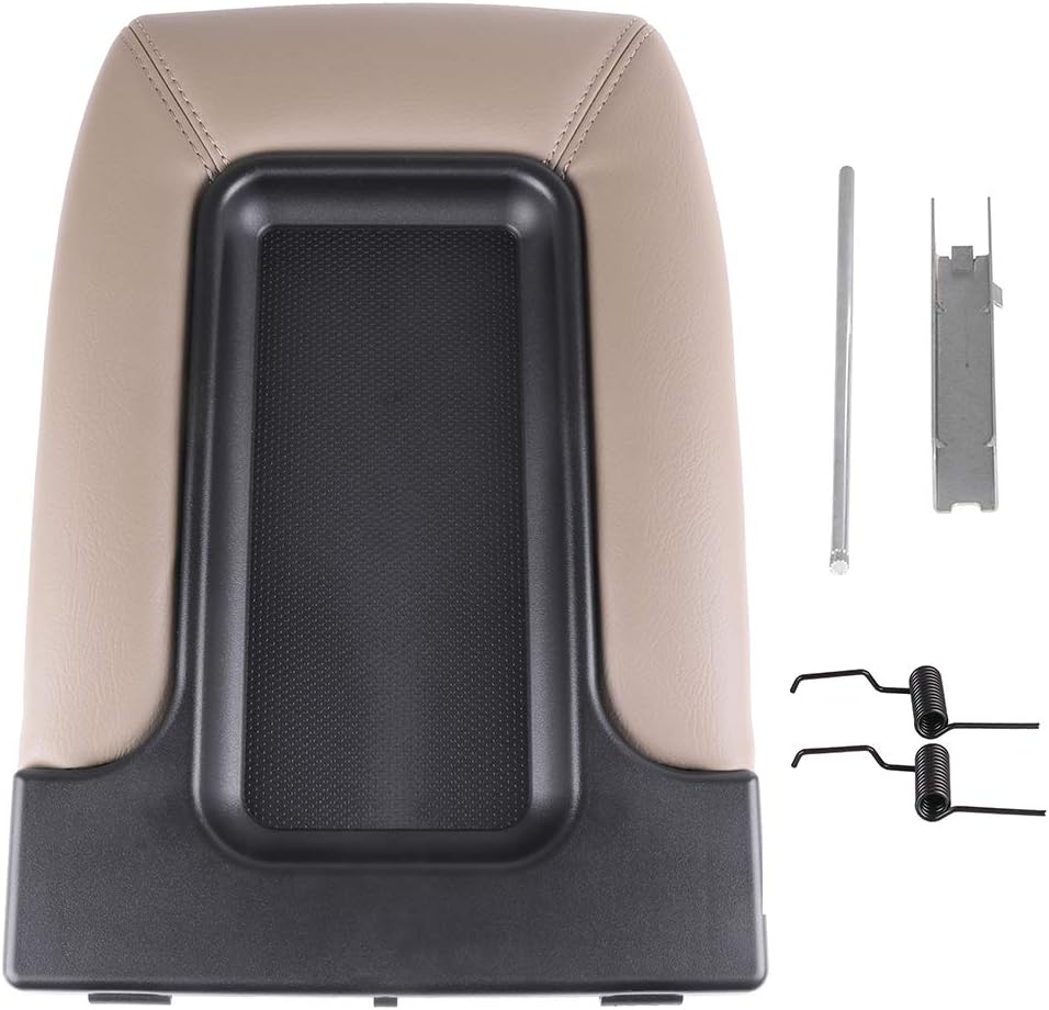SCITOO Auto Beige Center Console Lid Kit Replacement fit for 2001-2007 GMC Sierra Chevrolet Silverado