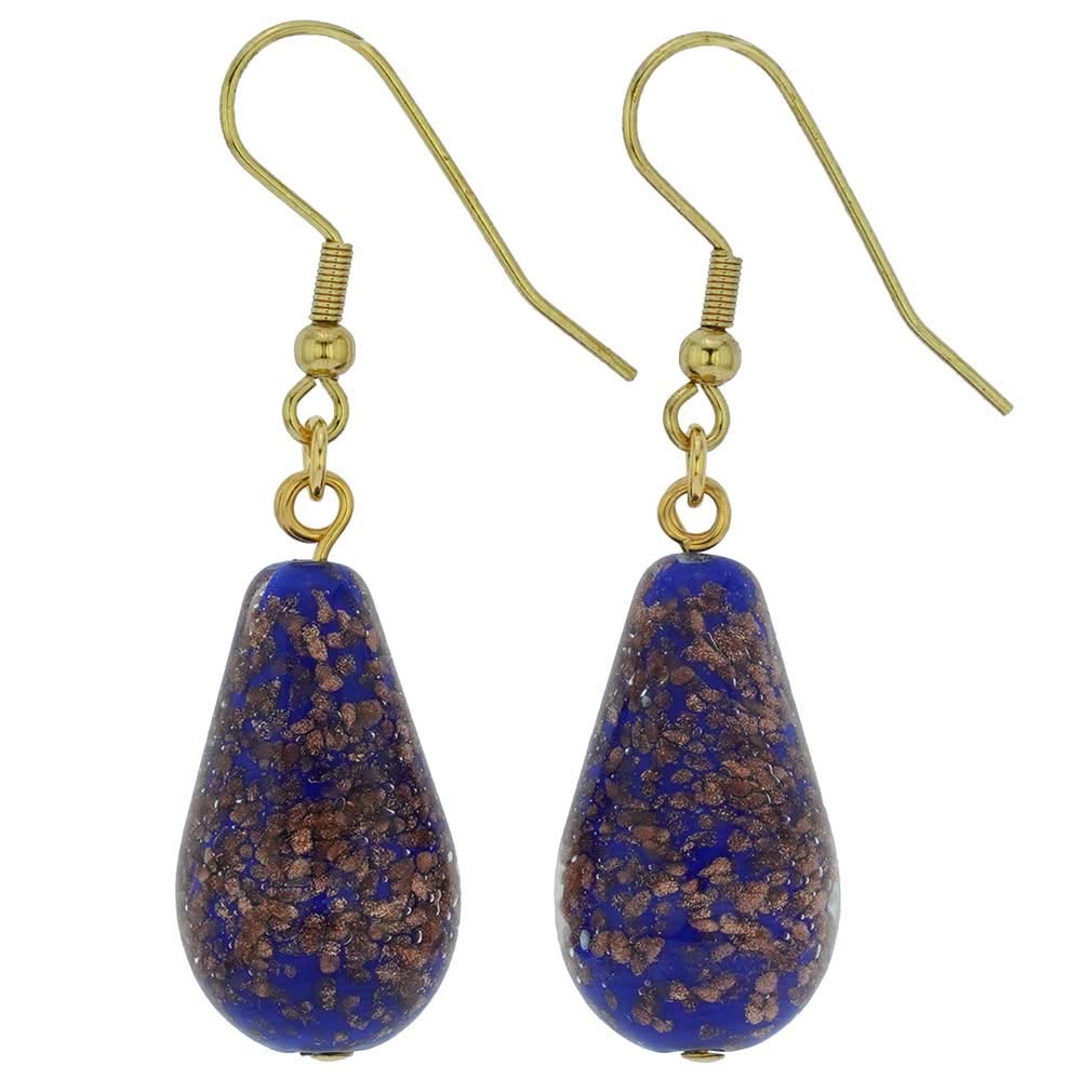Glass Of Venice Murano Glass Teardrop Earrings - Navy Blue
